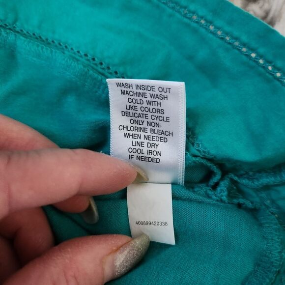 Apt. 9 Square Neck Glitter Sleeve Empire Waist Top Green Women's Size Medium - Picture 8 of 11